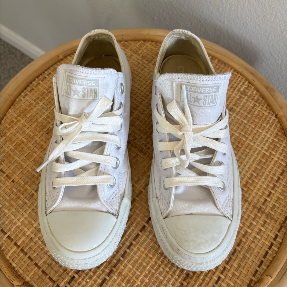 Converse All Star White Leather Low Tops